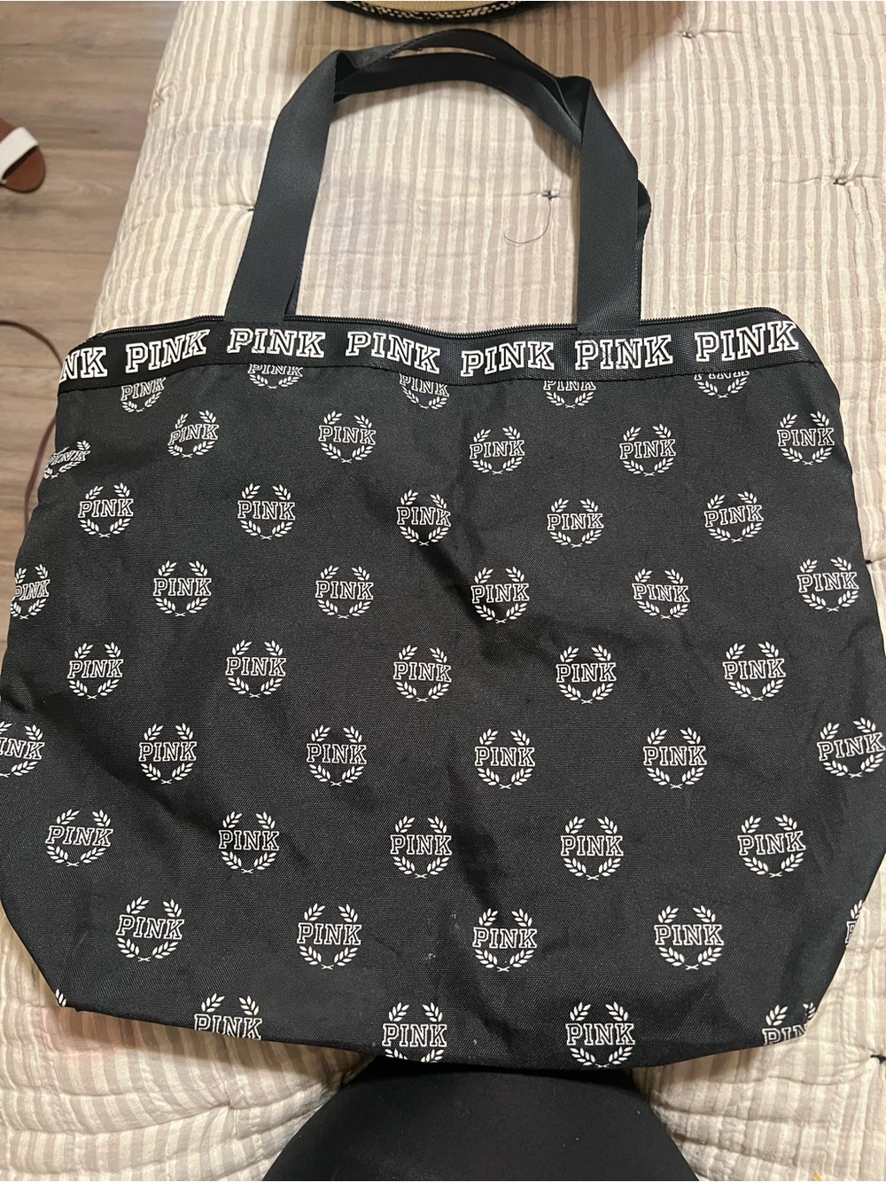 PINK Victoria's Secret Black Logo Print Tote